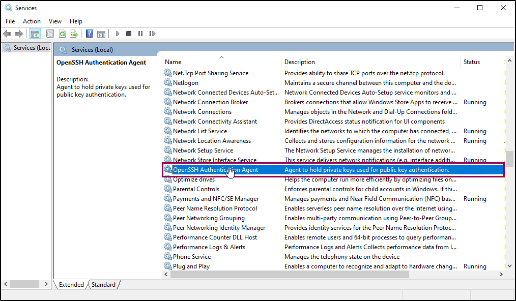 select-ssh-agent-services-on-window-10